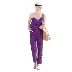 J. Crew Women's Floral Silk Strappy Back Midnight Jumpsuit 💕